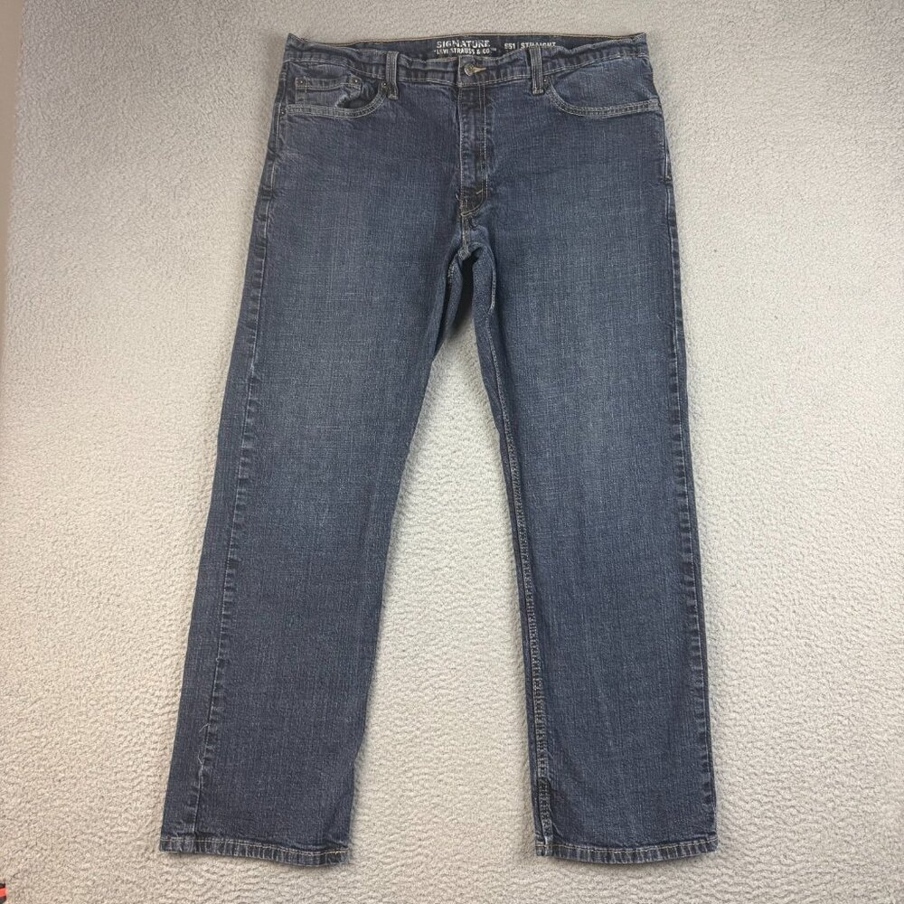 Levis S51 Signature Straight Leg Jeans Mens 40x32 Blue Dark Wash Comfort Stretch